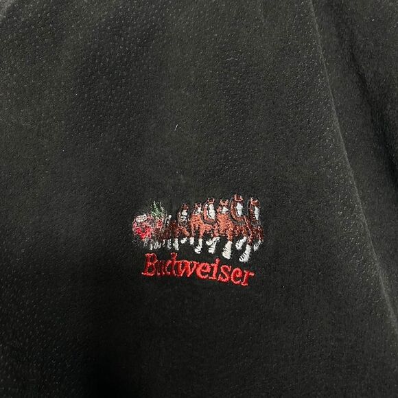 Vintage Budweiser Clydesdale Horses Black Suede Bomber Jacket XXL Oversized - Picture 4 of 7